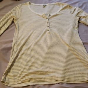Splendid striped tan/white tee long sleeve